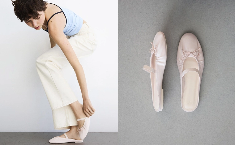 Кожаные балетки без задников