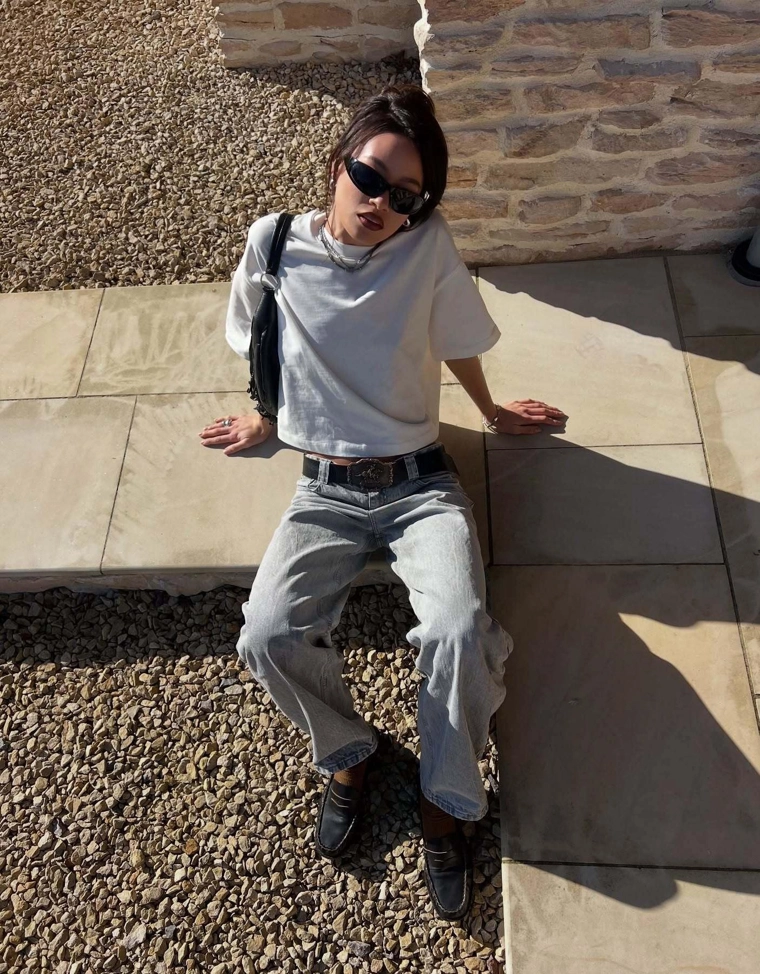 Футболка геометрического кроя из плотного хлопка