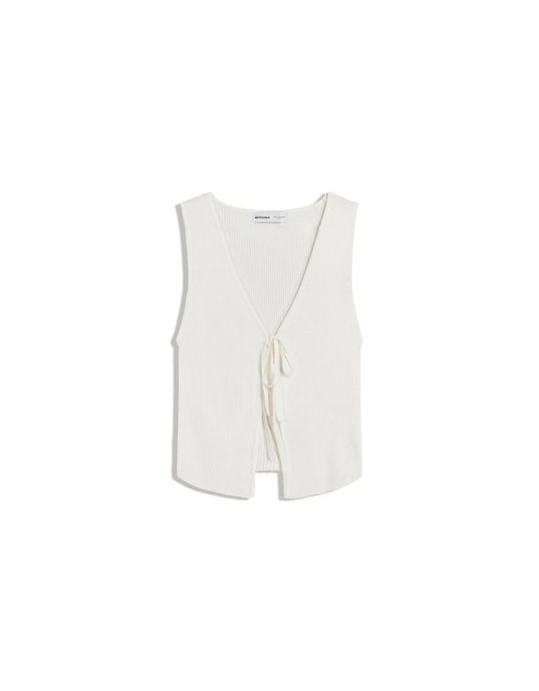 Жилет в рубчик с завязками