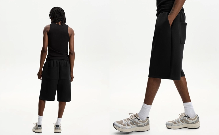 Шорты оверсайз из плотной синтетической ткани