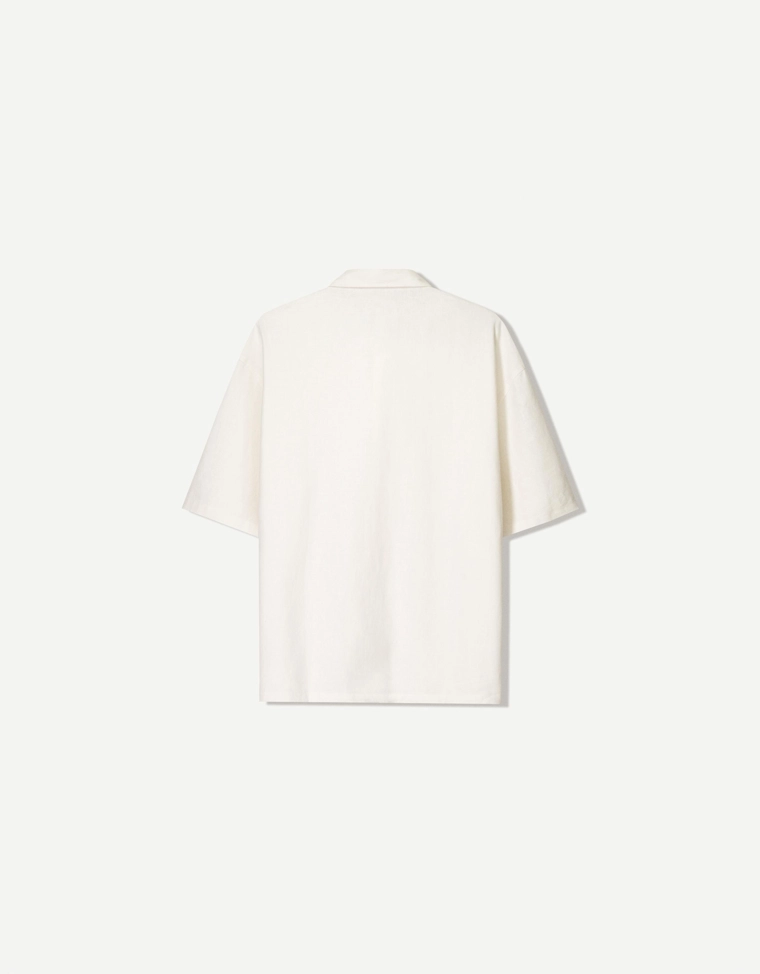 Рубашка из смесового льна с короткими рукавами