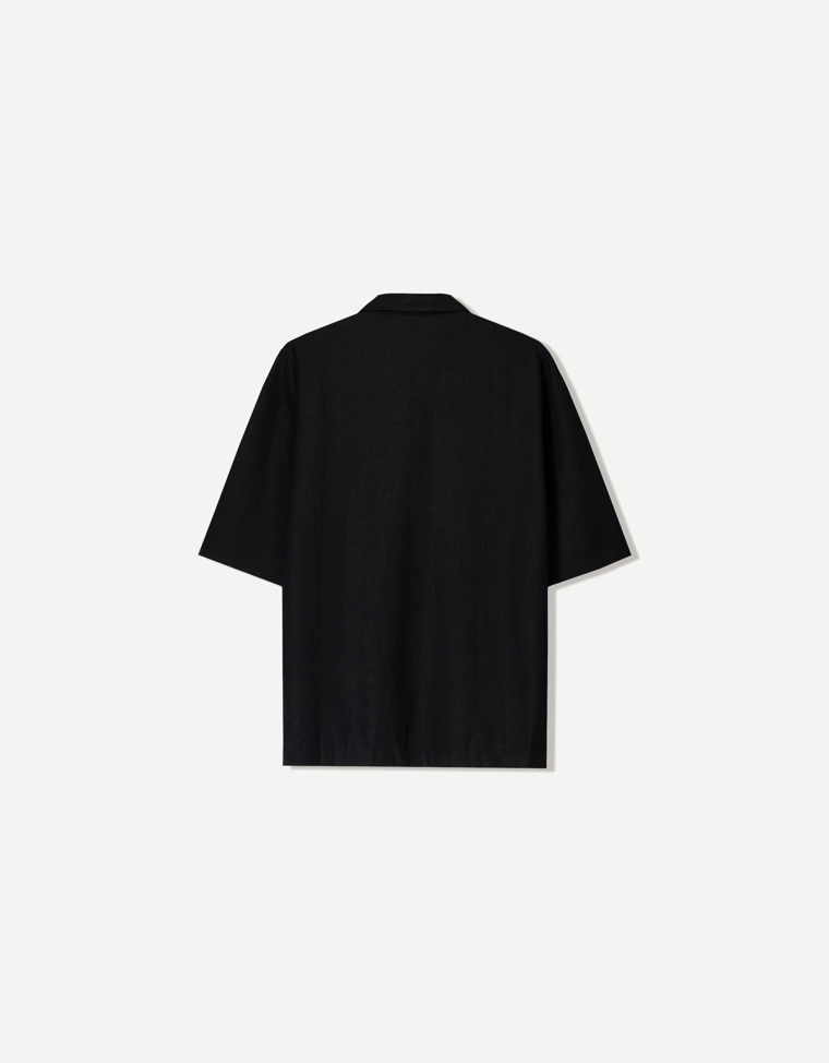 Рубашка из смесового льна с короткими рукавами