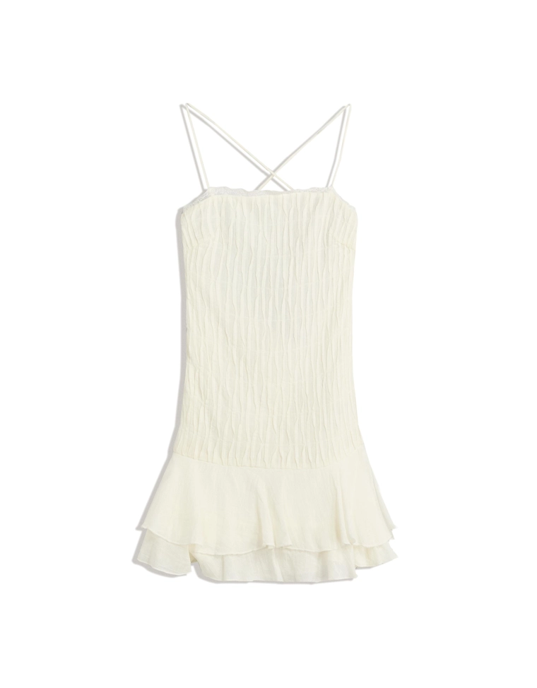 Платье в стиле рустик на бретелях с воланами