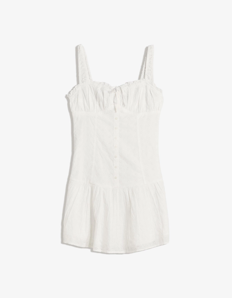 Мини-платье приталенного кроя с вышивкой и расклешенным низом