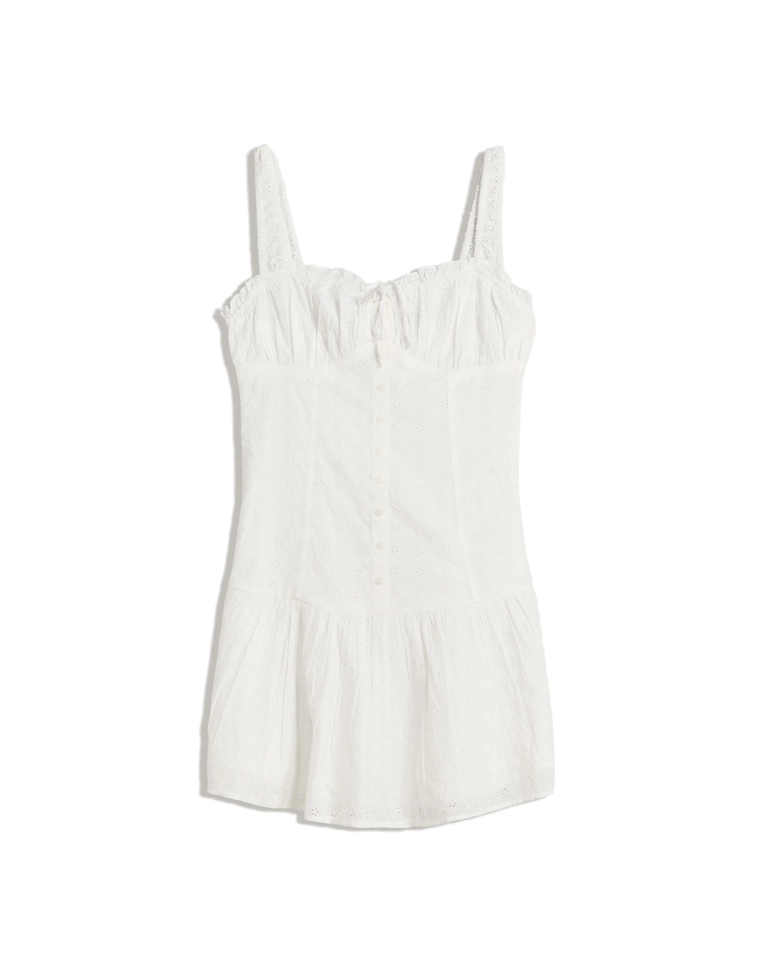 Мини-платье приталенного кроя с вышивкой и расклешенным низом