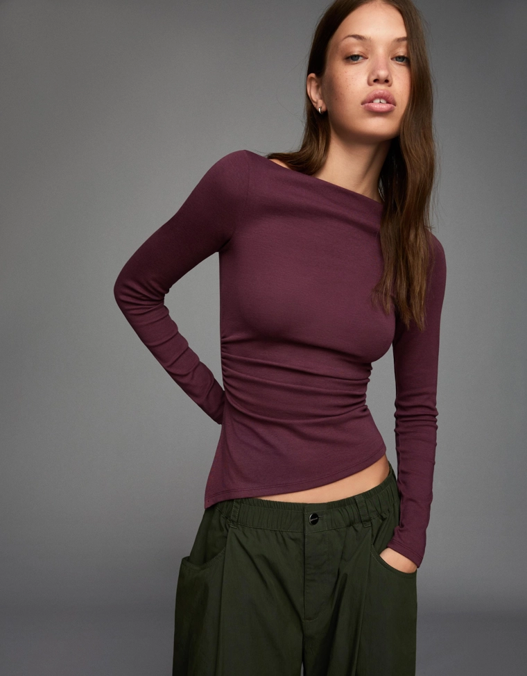 Футболка асимметричного кроя с длинным рукавом