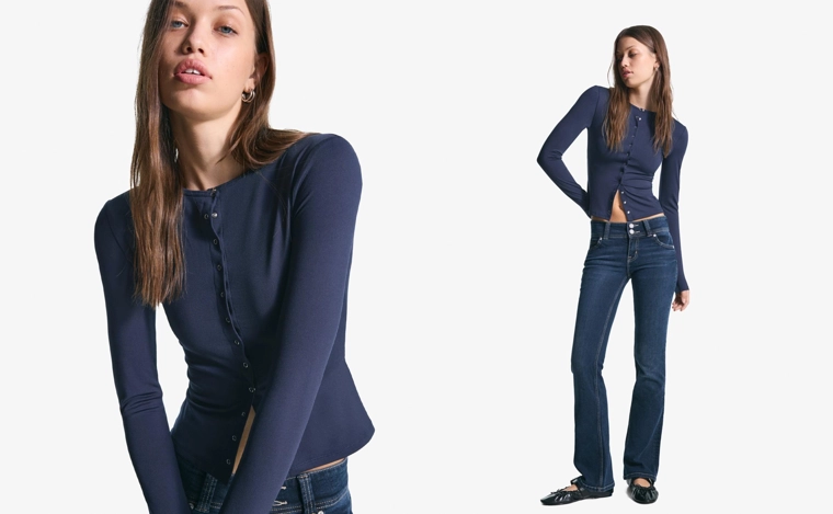 Футболка с длинными рукавами и пуговицами