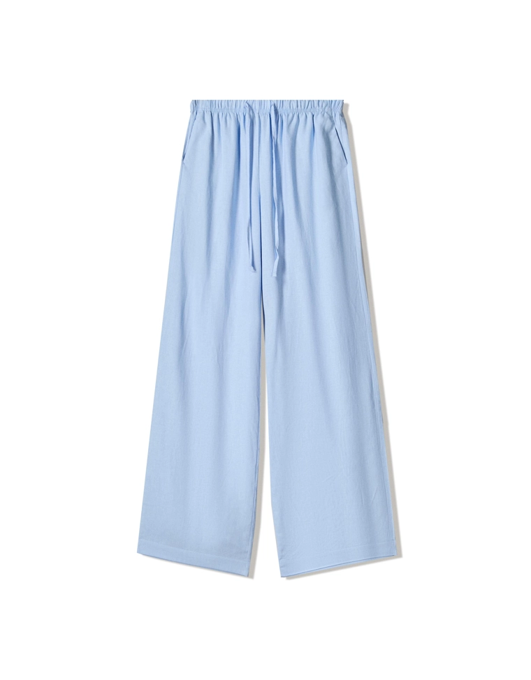 Брюки из смесового льна с эластичным поясом