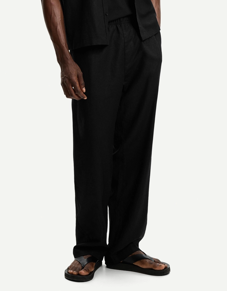 Джоггеры из смесового льна с широкими штанинами