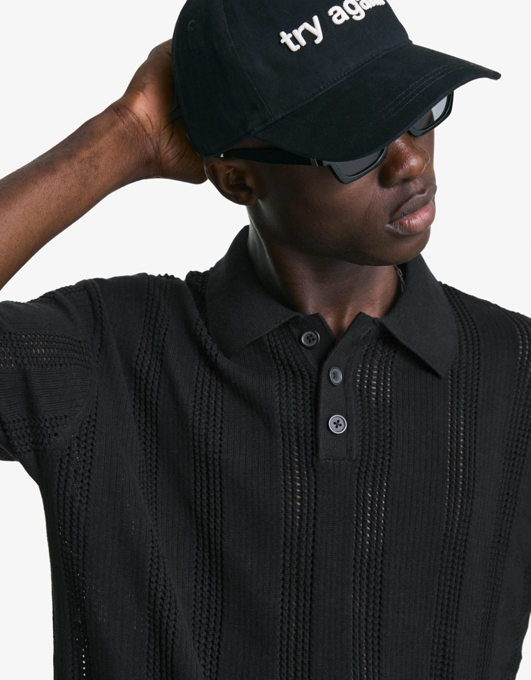 Поло с рельефным ажурным узором