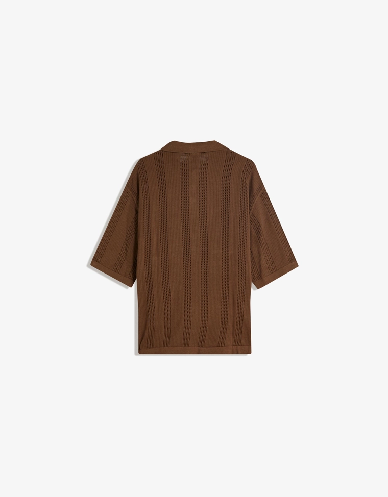 Поло с рельефным ажурным узором