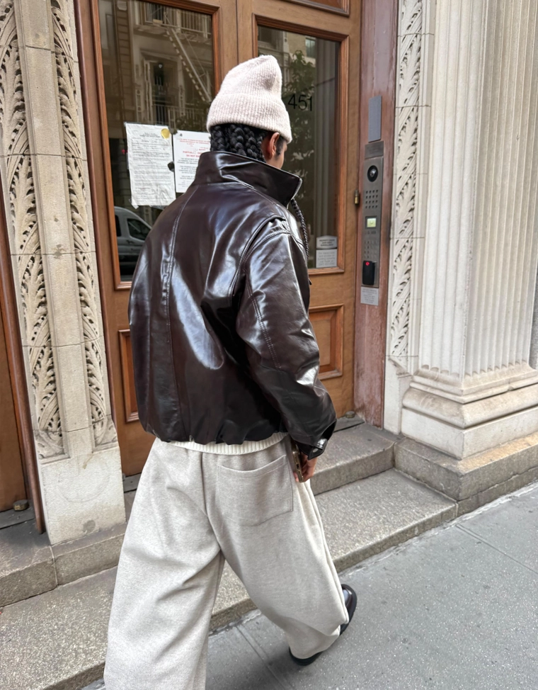 Брюки с рукавами-фонариками, защипами и вставками из ткани