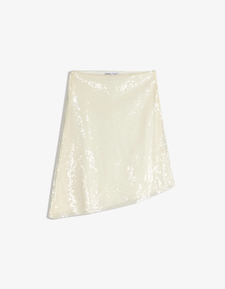 Юбка миди асимметричного кроя с пайетками