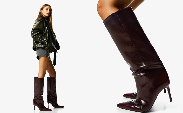 Широкие сапоги на высоком каблуке