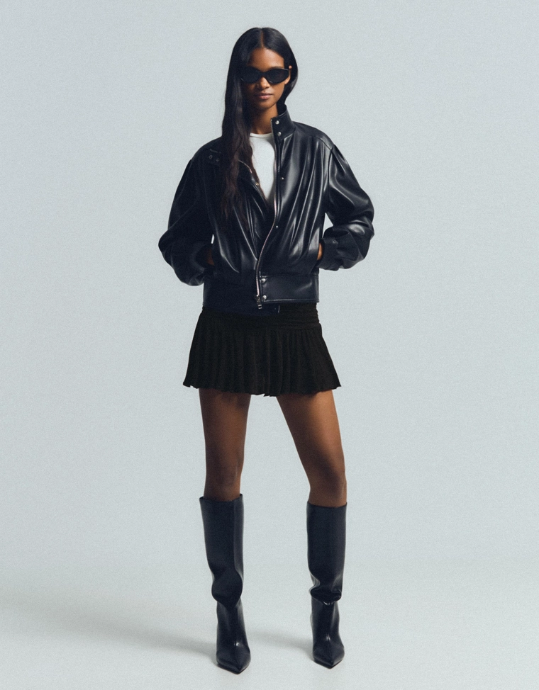 Мини-юбка с рельефным узором из ткани с металлизированной нитью