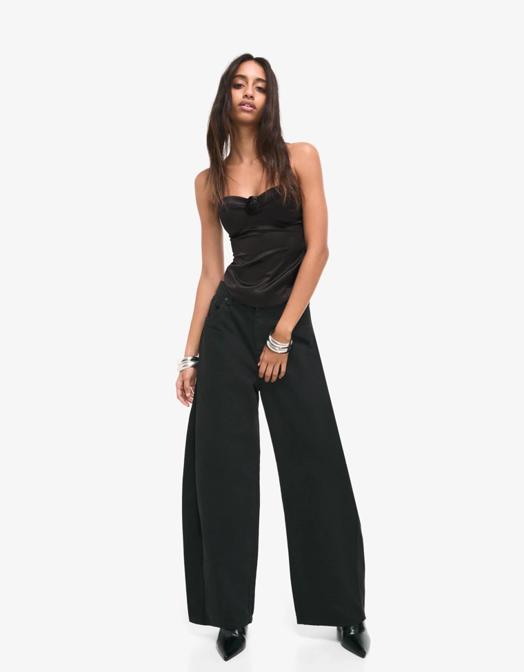 Сатиновый топ с цветочным принтом