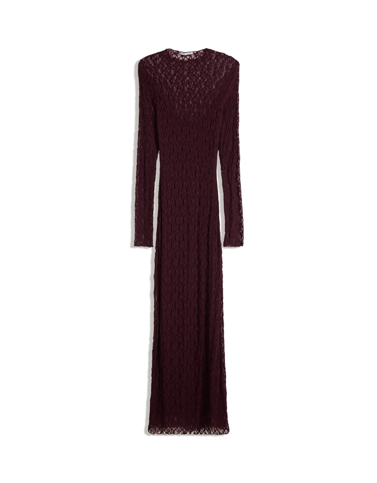 Кружевное платье миди с длинными рукавами