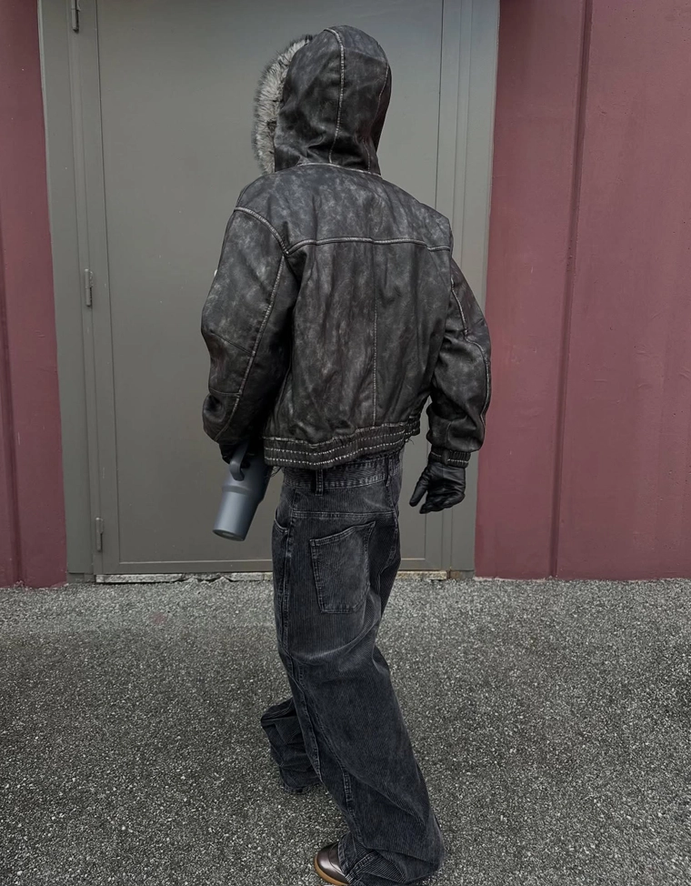 Куртка из искусственной кожи с капюшоном