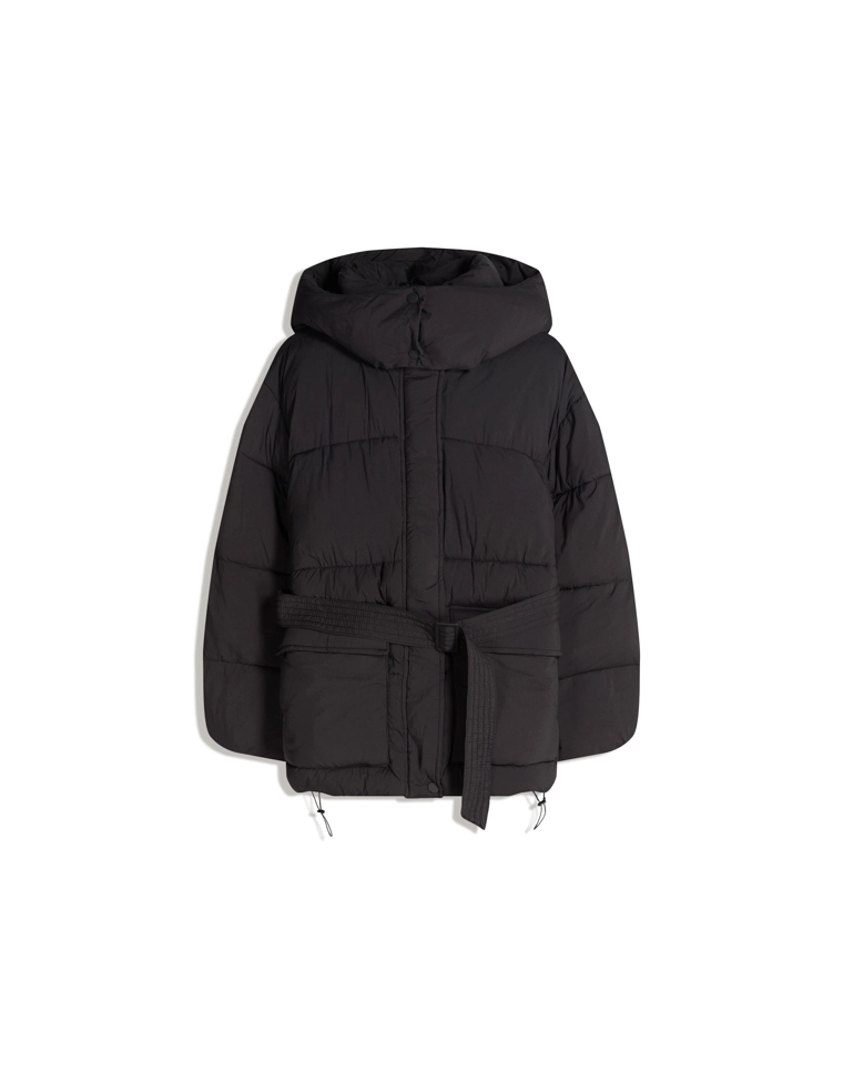 Утепленное пальто 3/4 с поясом