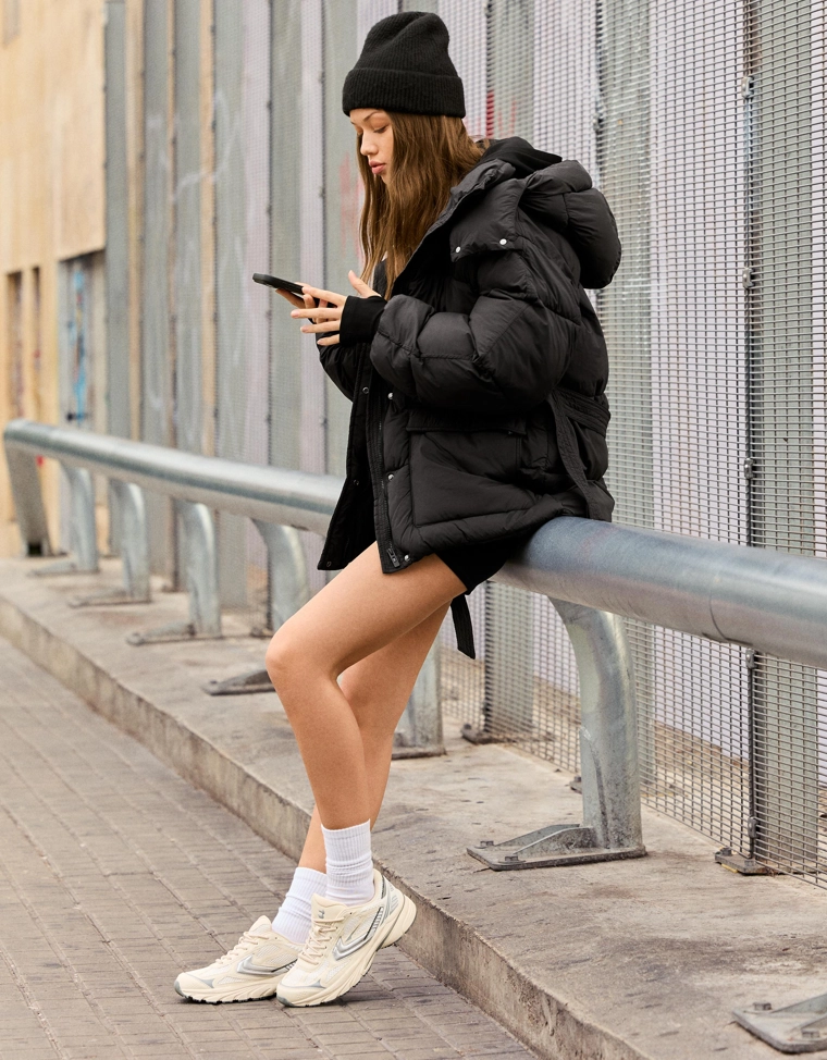 Утепленное пальто 3/4 с поясом