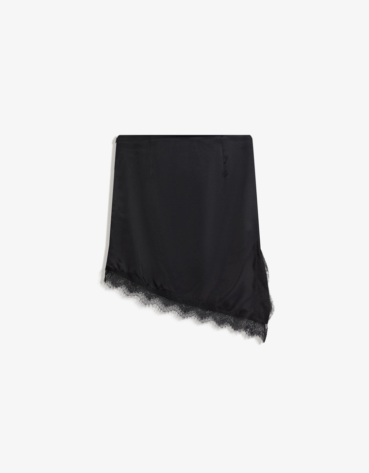 Мини-юбка из сатина с кружевом