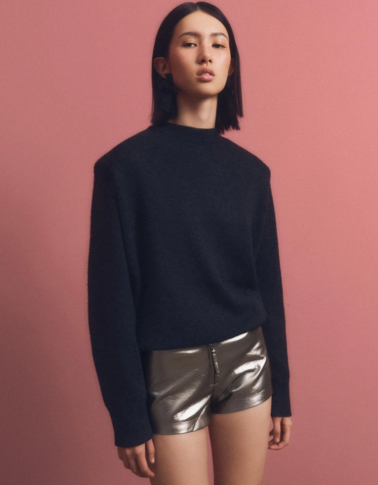 Шорты из искусственной кожи с металлическим блеском