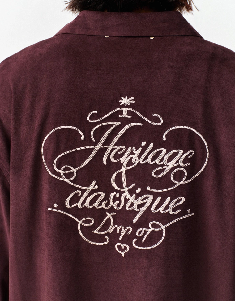 Рубашка-куртка boxy с вышивкой под искусственную замшу