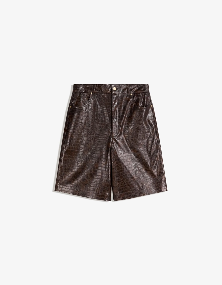 Шорты-бермуды из искусственной кожи