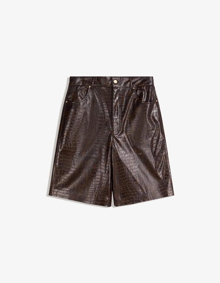 Шорты-бермуды из искусственной кожи