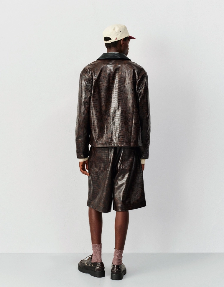 Шорты-бермуды из искусственной кожи