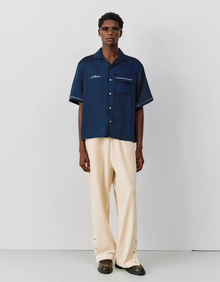 Укороченная рубашка из сатина с короткими рукавами