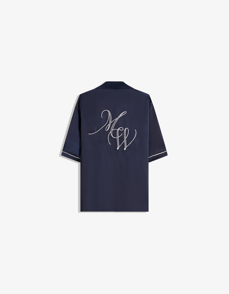 Укороченная рубашка из сатина с короткими рукавами