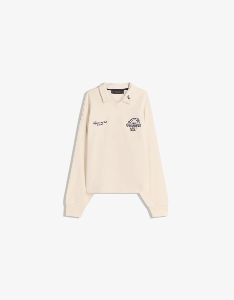 Поло с длинными рукавами и принтом