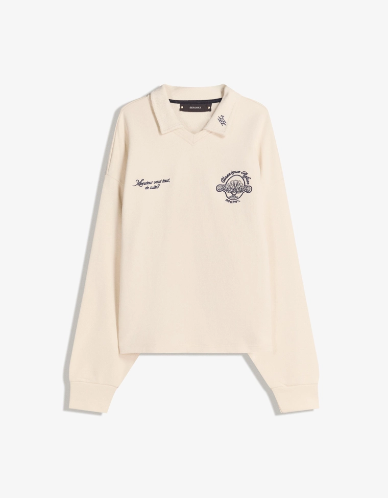 Поло с длинными рукавами и принтом