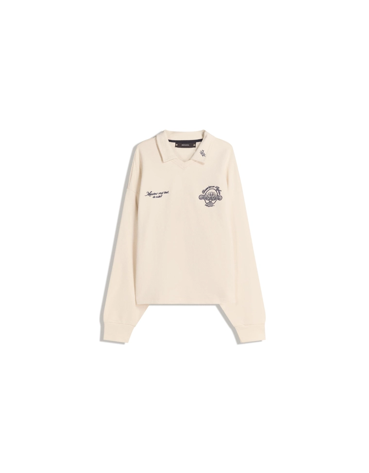 Поло с длинными рукавами и принтом