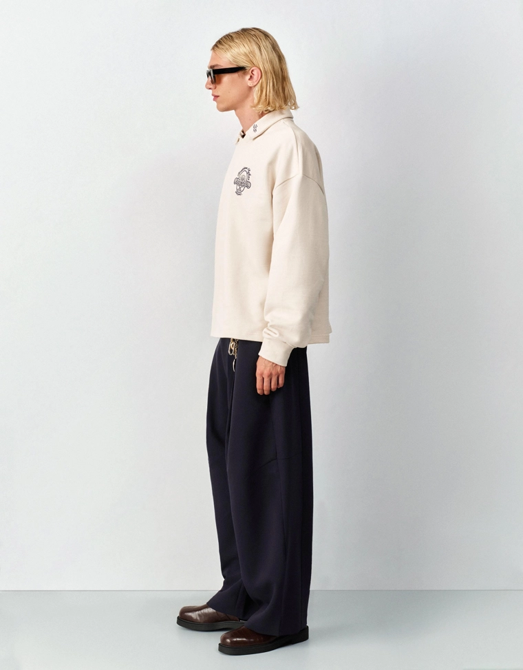 Поло с длинными рукавами и принтом