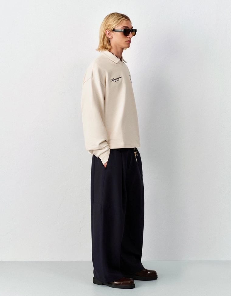 Поло с длинными рукавами и принтом