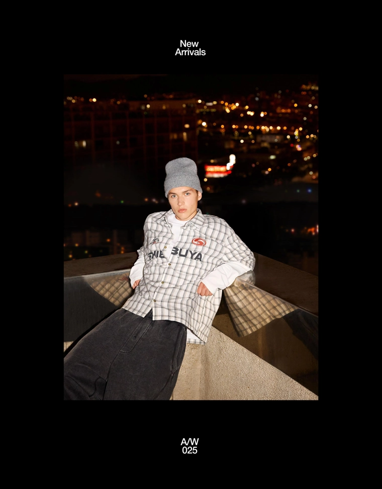 Рубашка свободного кроя в клетку с двойными рукавами