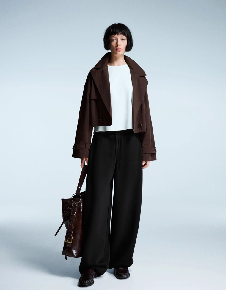 Брюки barrel из мягкой ткани с фиксаторами