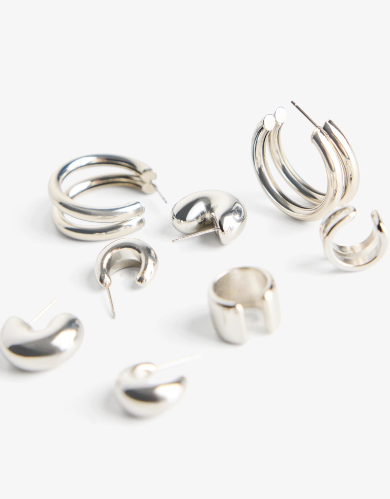 Набор из 8 серег и серьги-каффа Signature Edition