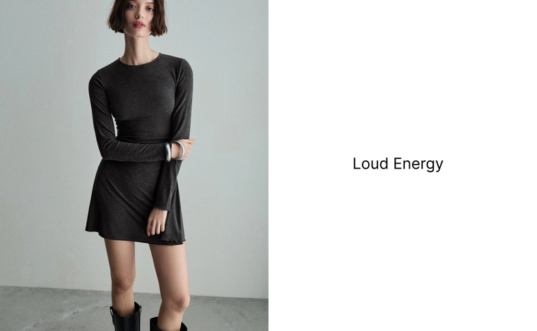 Мини-платье с длинными рукавами и сборками