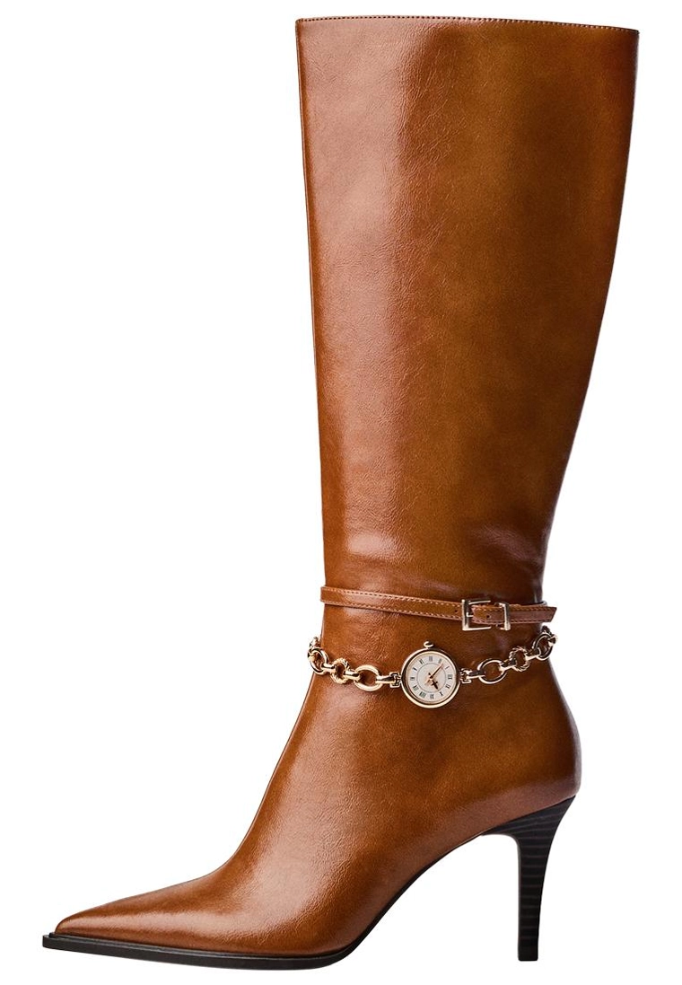 High-heel boots with watch detail