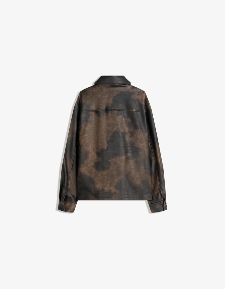 Куртка-рубашка свободного кроя из искусственной кожи