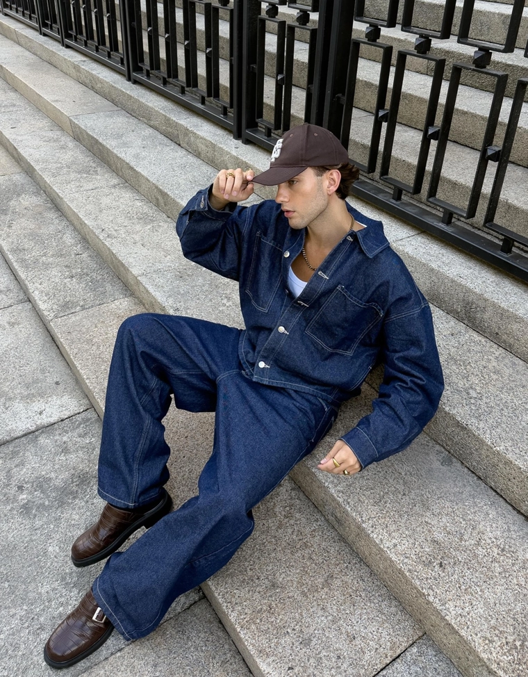 Джинсовая рубашка bershka