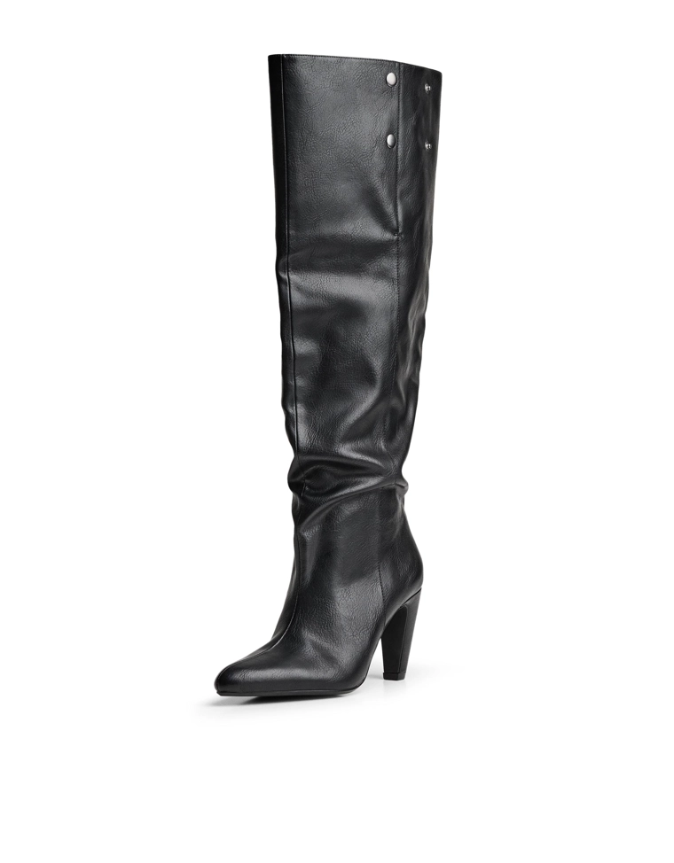 Wide-leg heeled boots