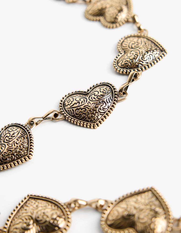 Ремень-цепочка со звеньями «Сердечки»