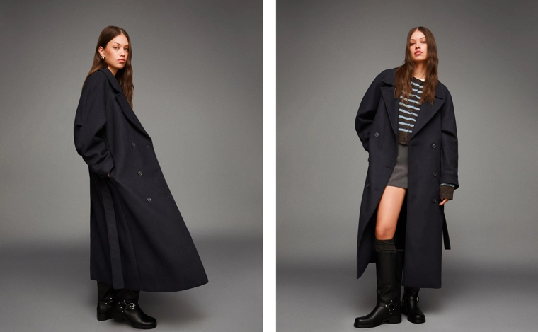 Объемное шерстяное пальто с поясом