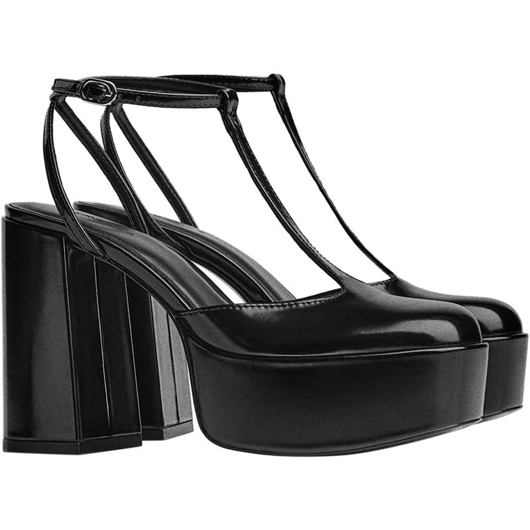 Туфли на каблуке с ремешком и платформой