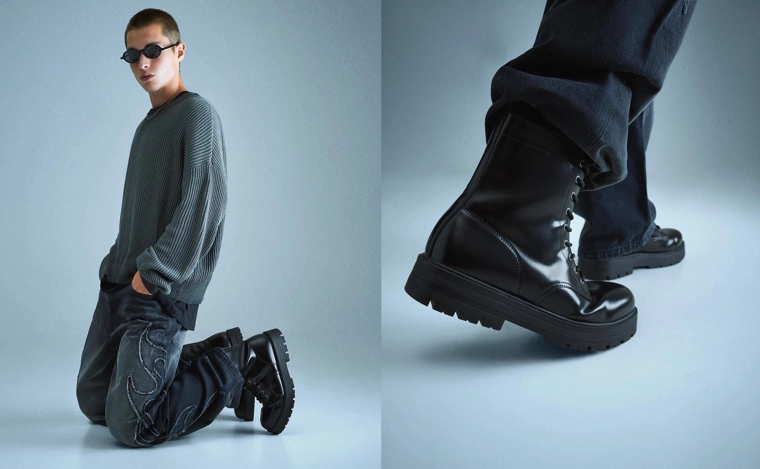 Ботильоны со шнуровкой на рифленой подошве