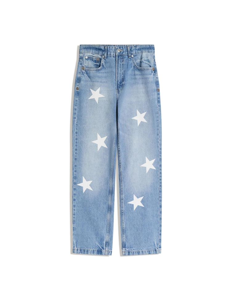 Джинсы прямого кроя с принтом